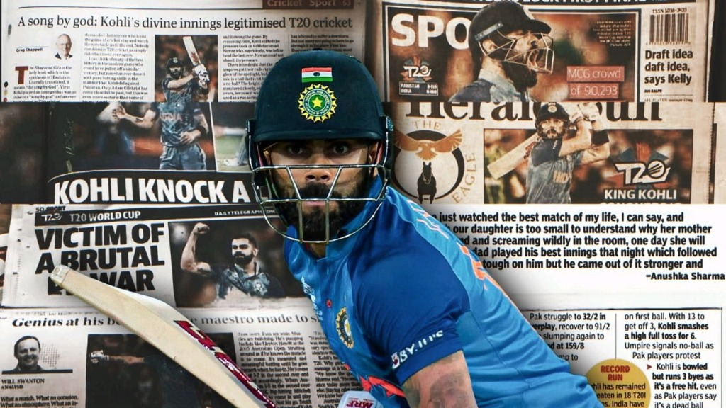 Virat Kohli newspaper headlines montage